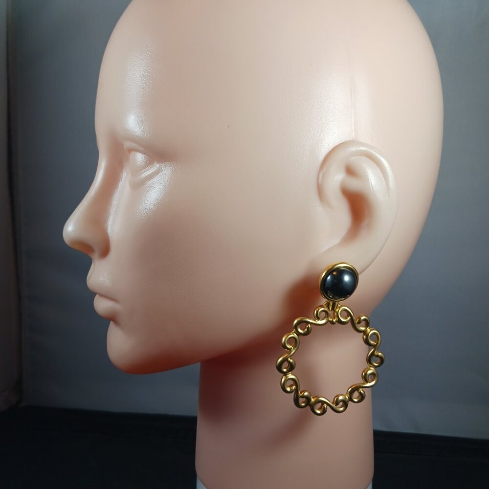 Vintage Monet Gold Tone Large Loop Earrings